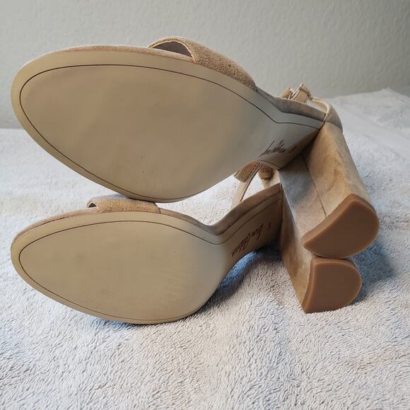 Sam Edelman Yaro Block Heel Sandal Womens 6.5 Oatmeal Suede Casual Chic Summer - Picture 6 of 9